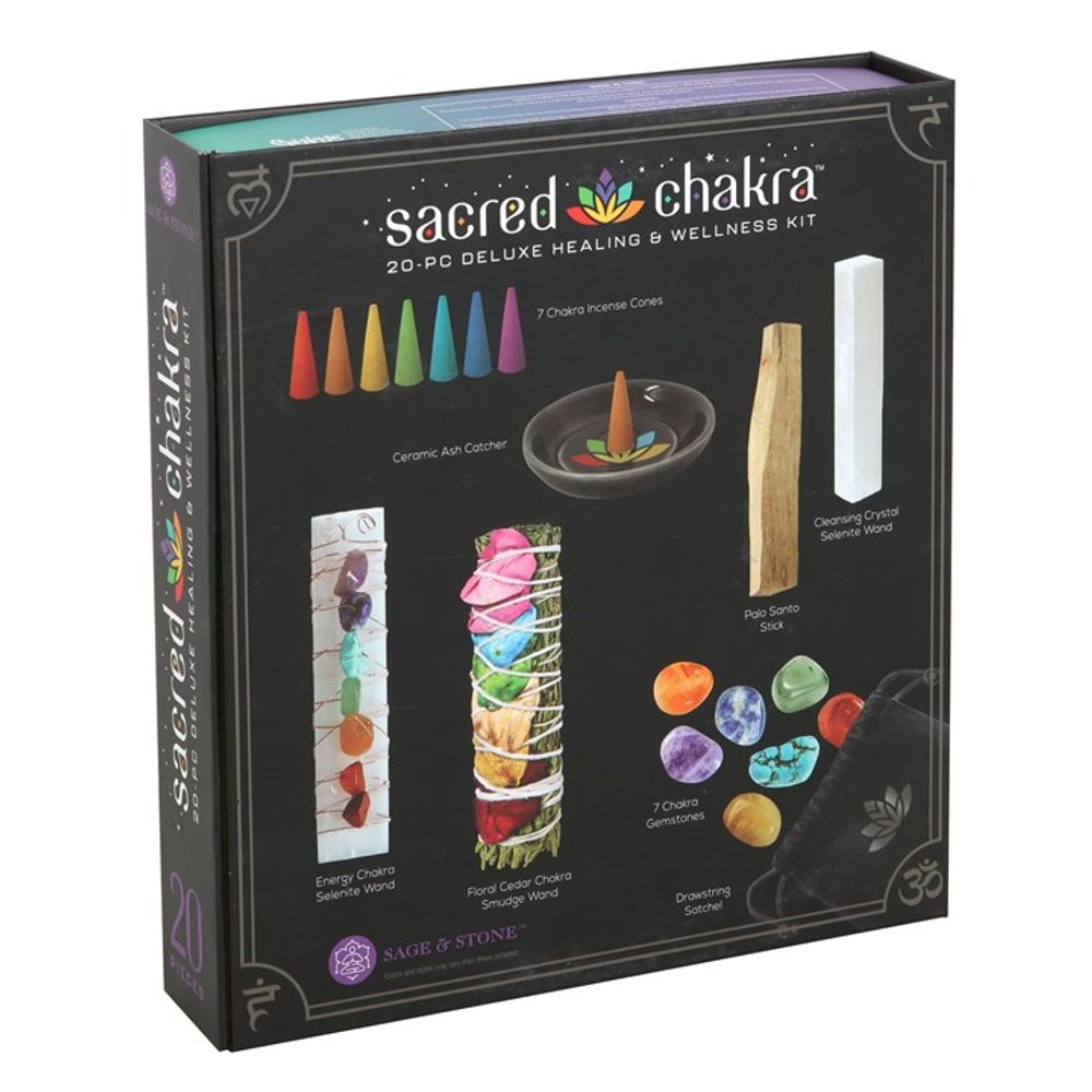 Sacred Chakra Deluxe Healing and Wellness Kit  This Sacred Chakra Deluxe Healing &amp; Wellness Kit includes everything needed to realign the body's energy centres. Free UK delivery by Fandomonium