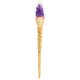 Purple Crystal Goddess Wand  This stunning resin wand features a pearlescent, purple crystal cluster atop the head of a serene goddess. With a braided stem details and beautiful design, this wand is fit for a queen. Please note that this wand is not a toy and should be handled with care. Free UK delivery by Fandomonium