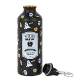 Witches Brew Reusable Metal Water Bottle  Even witches need to keep hydrated! This metal water bottle makes a great, eco-friendly replacement for plastic and features a screw-top lid and convenient clip for taking on the go. Designed with a fun Halloween print and vintage-inspired 'Witches Brew' illustration that is truly bewitching.&nbsp;