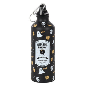 Witches Brew Reusable Metal Water Bottle  Even witches need to keep hydrated! This metal water bottle makes a great, eco-friendly replacement for plastic and features a screw-top lid and convenient clip for taking on the go. Designed with a fun Halloween print and vintage-inspired 'Witches Brew' illustration that is truly bewitching.&nbsp;