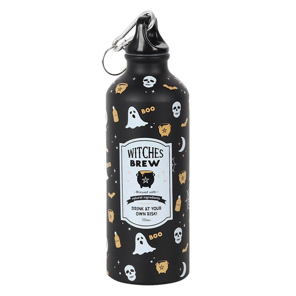 Witches Brew Reusable Metal Water Bottle  Even witches need to keep hydrated! This metal water bottle makes a great, eco-friendly replacement for plastic and features a screw-top lid and convenient clip for taking on the go. Designed with a fun Halloween print and vintage-inspired 'Witches Brew' illustration that is truly bewitching. 