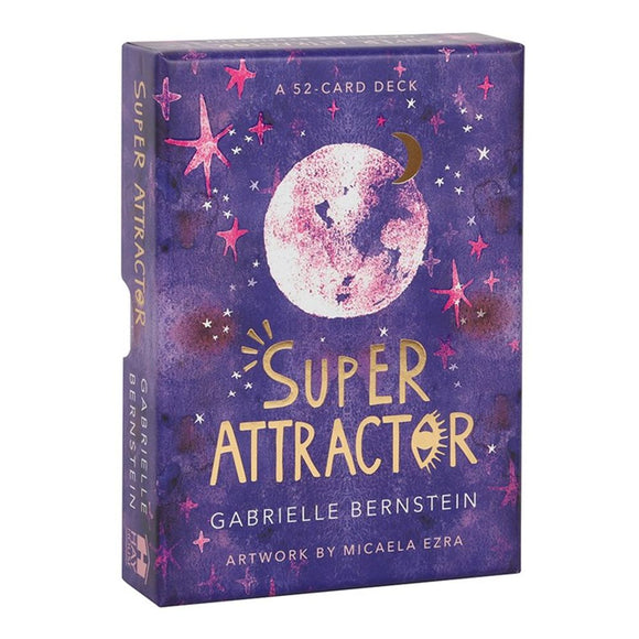 Super Attractor Tarot Cards  The Super Attractor Oracle card deck by Gabby Bernstein includes a 52-card deck and guidebook. This deck alloys the user to align with the universe and attract its endless power. Beautifully presented in a sliding box and illustrated by Micaela Ezra. Free UK delivery by Fandomonium