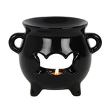 Triple Moon Cauldron Oil Burner  Glossy black cauldron-shaped ceramic oil burner with a triple moon cut-out design. A fantastic gift for any of your coven. Free UK delivery by Fandomonium