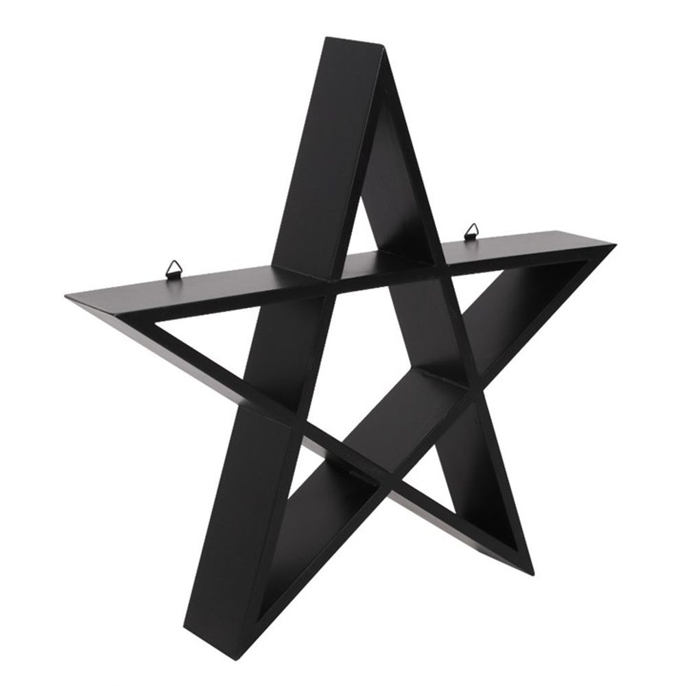 Pentagram Wall Shelf  Impressive black Pentagram wall art with two hooks on the reverse ready for hanging. Free UK delivery by Fandomonium