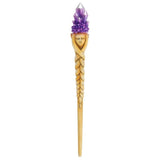 Purple Crystal Goddess Wand  This stunning resin wand features a pearlescent, purple crystal cluster atop the head of a serene goddess. With a braided stem details and beautiful design, this wand is fit for a queen. Please note that this wand is not a toy and should be handled with care. Free UK delivery by Fandomonium