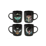 Set of 4 Dark Forest Mugs  This set of four mugs is perfect for anyone who wants to fill their home with practical yet distinctive pieces which bring joy when used. Featuring a different design including a luna moth, toadstools and a bee, each design is accented with moon and star details adding a touch of celestial wonder. Presented in a matching box, this set of mugs makes a perfect gift. Free UK delivery from Fandomonium