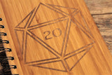 D20 engraved bamboo notebook by Fandomonium