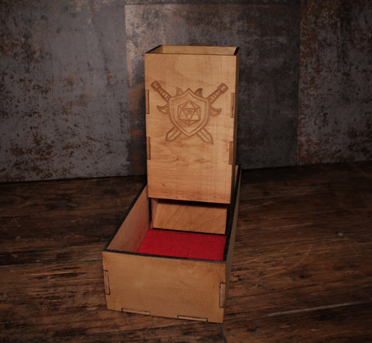 Nesting Wooden Dice Tower - D20 Sigil Design