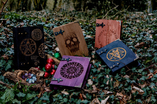 Wooden Book Shaped Engraved Dice Advent Calendar in variety of colours with dice all around