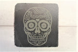 Candy Skull Engraved Slate Coaster Set