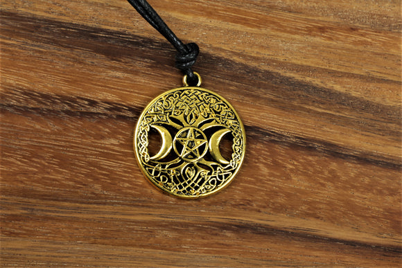 Gold Effect Tree Of Life Pentagram Pendant Necklace