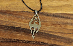 Skyrim / The elder scrolls metal pendant necklace with leather cord