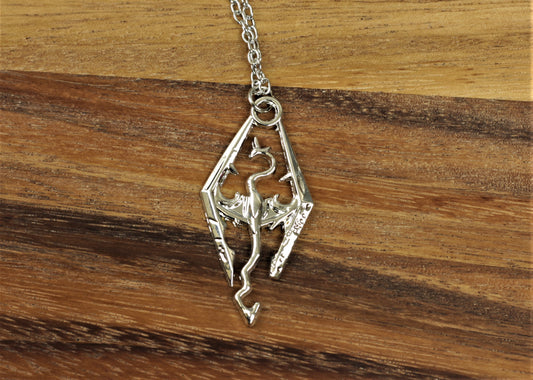 Metal Skyrim Dragon Symbol Pendant Necklace