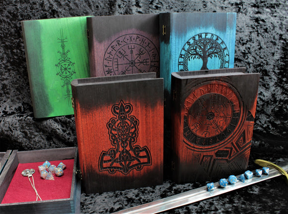 Book Style Viking Norse Dice Box And Roll Tray