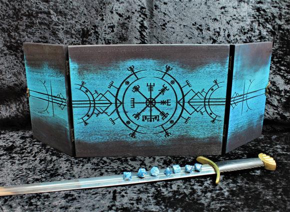 Viking Vegvisir Style Design Solid Wood Dungeon Master Screen - Choice of Colours. Free UK Delivery from Fandomonium