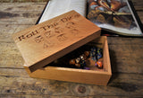 Oak engraved and personalised dice box by Fandomonium