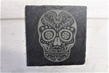 Candy Skull Engraved Slate Coaster Set