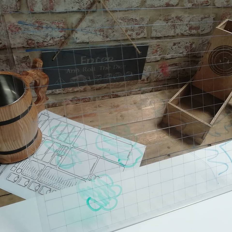 GameGrid clear perspex grid for rpg tabletop gaming, Dungeons and Dragons etc by Fandomonium