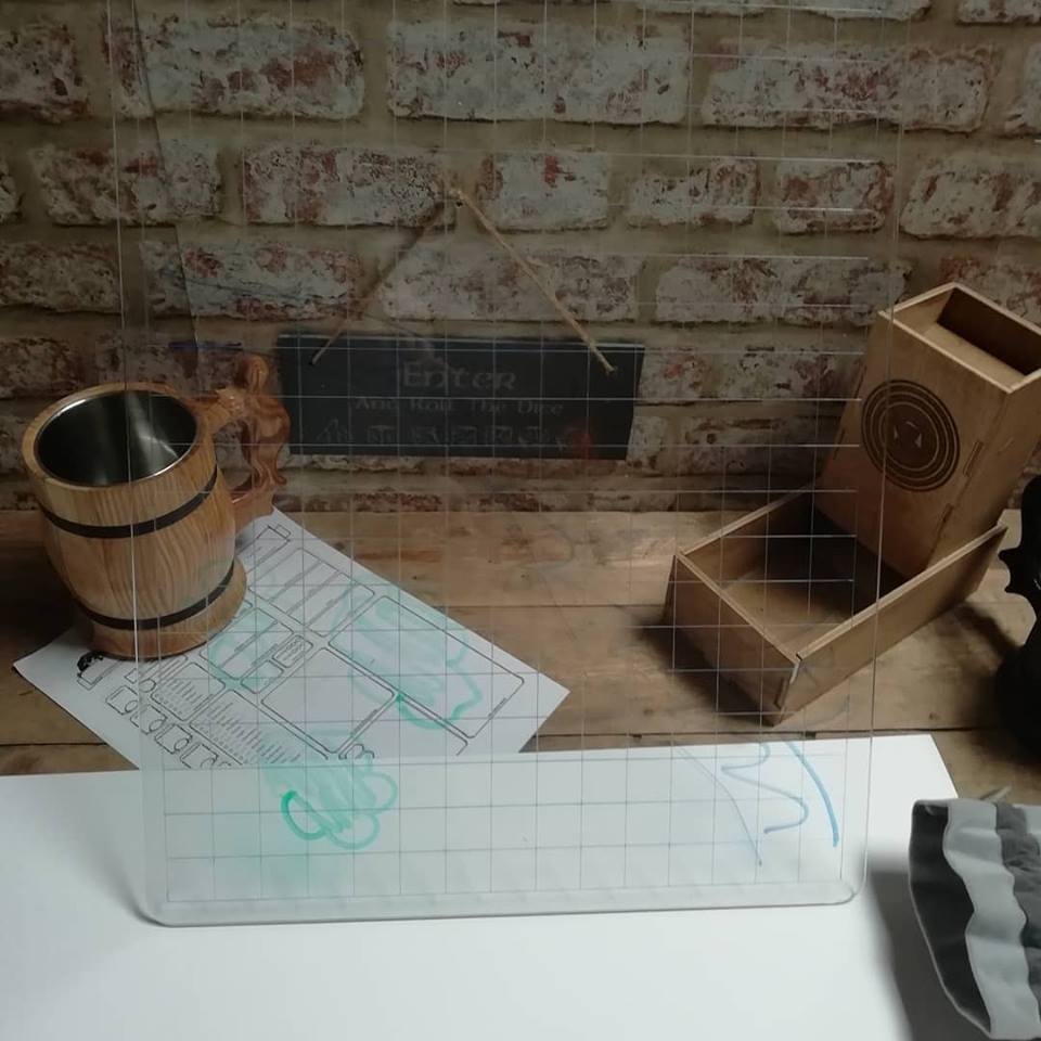 GameGrid clear perspex grid for rpg tabletop gaming, Dungeons and Dragons etc by Fandomonium