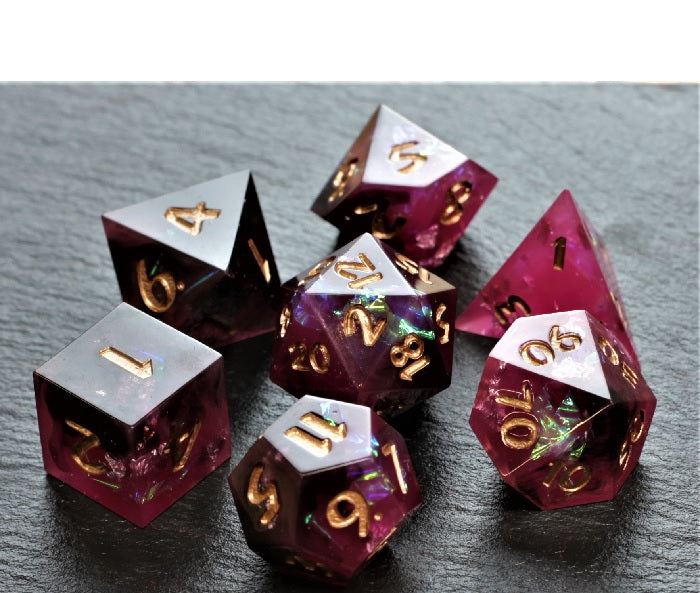 Dark Purple Glitter Luxury Sharp Edge Dice In Gift Box