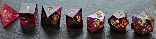 Dark Purple Glitter Luxury Sharp Edge Dice In Gift Box