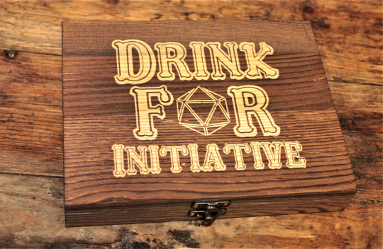 Drink For Initiative DND Drinking Gift With Whiskey Stones & Engraved Coasters