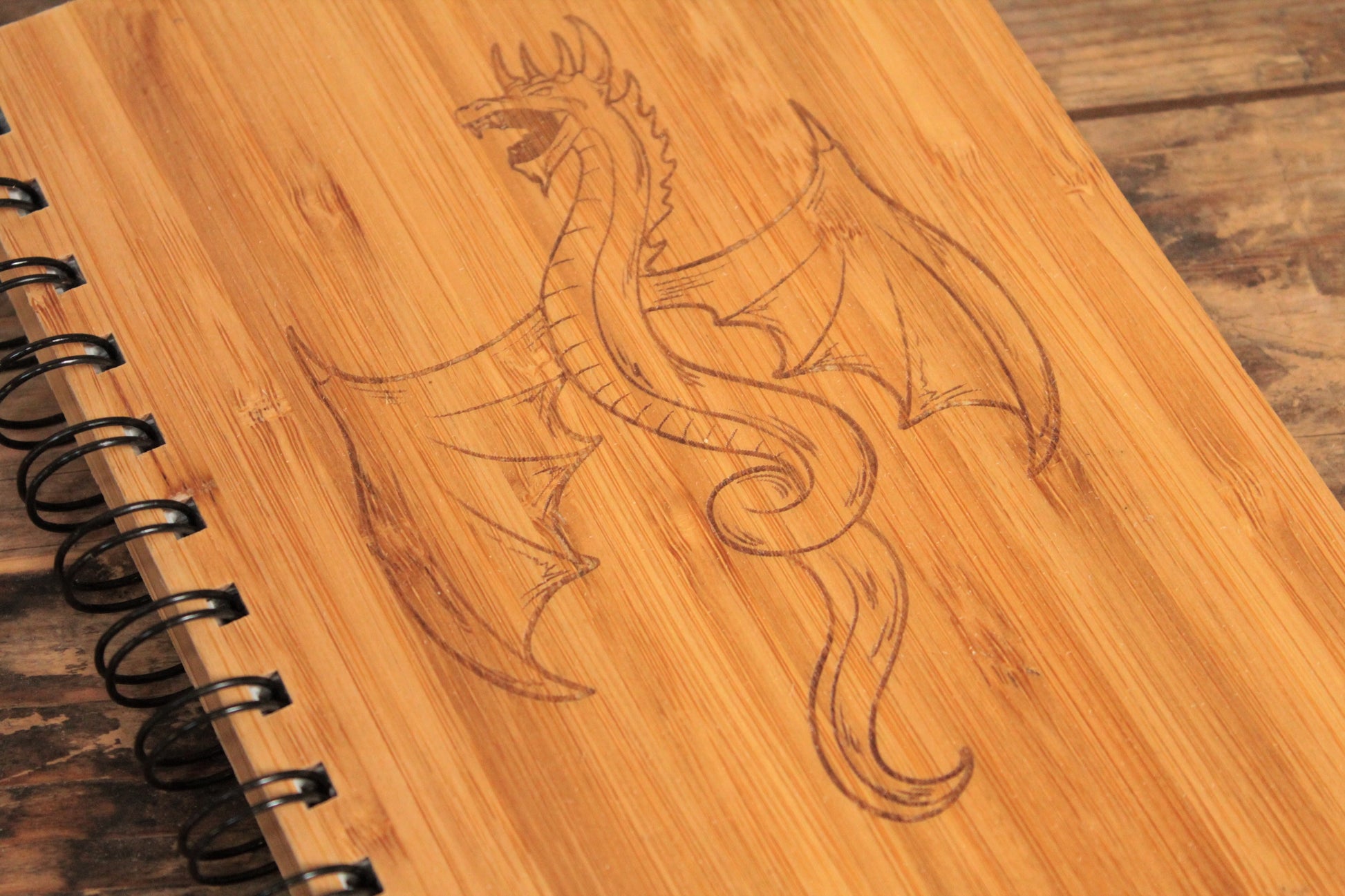 Dragon engraved bamboo notebook by Fandomonium