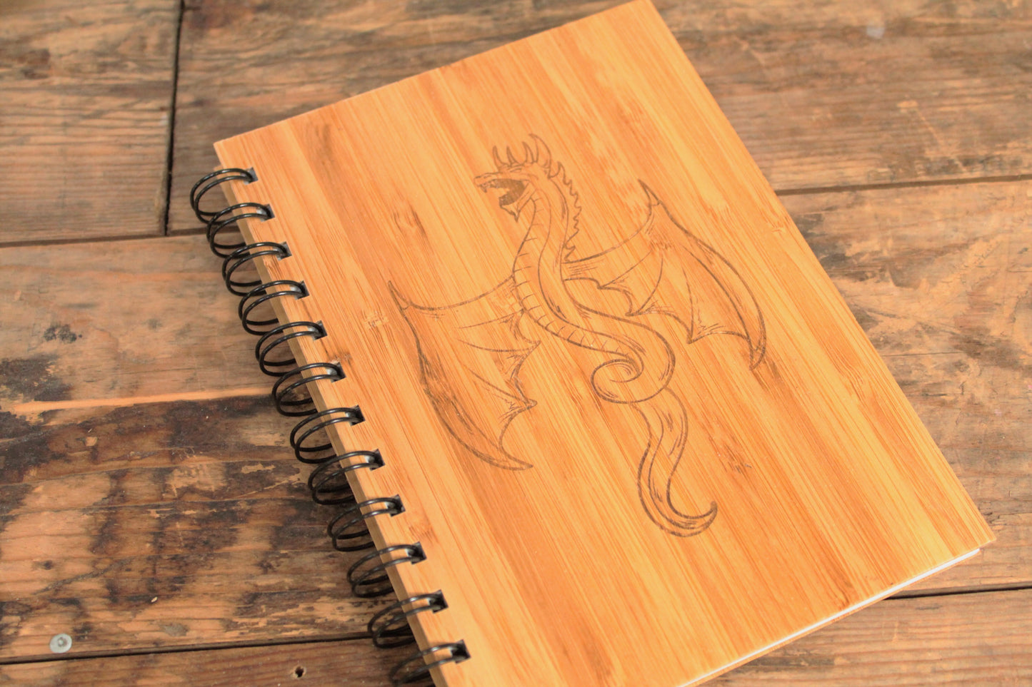 Dragon engraved bamboo notebook by Fandomonium